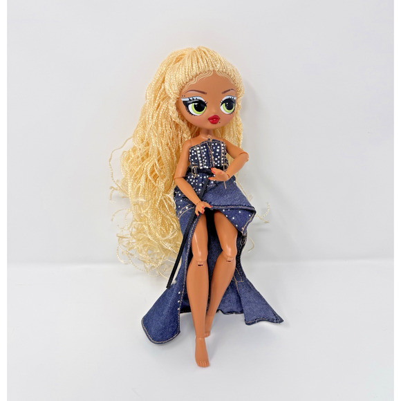 LOL Surprise Baronie Blonde OMG Fierce Swag Fashion Doll Blue Denim Dress No Box - Picture 1 of 14